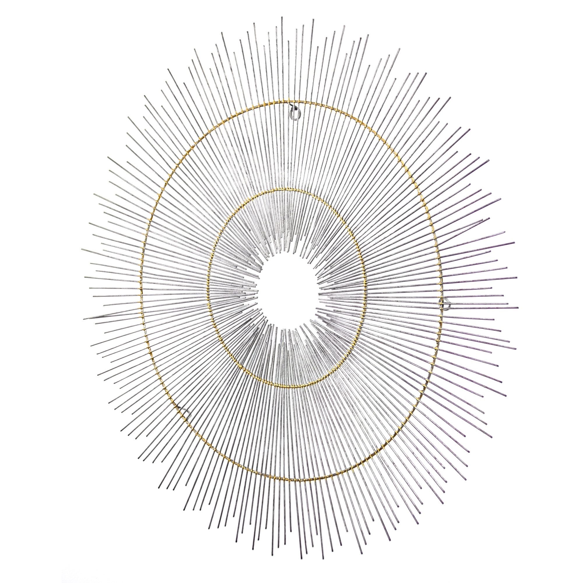 Antique Silver and Gold Metal Sunburst Wall Sculpture, 36"