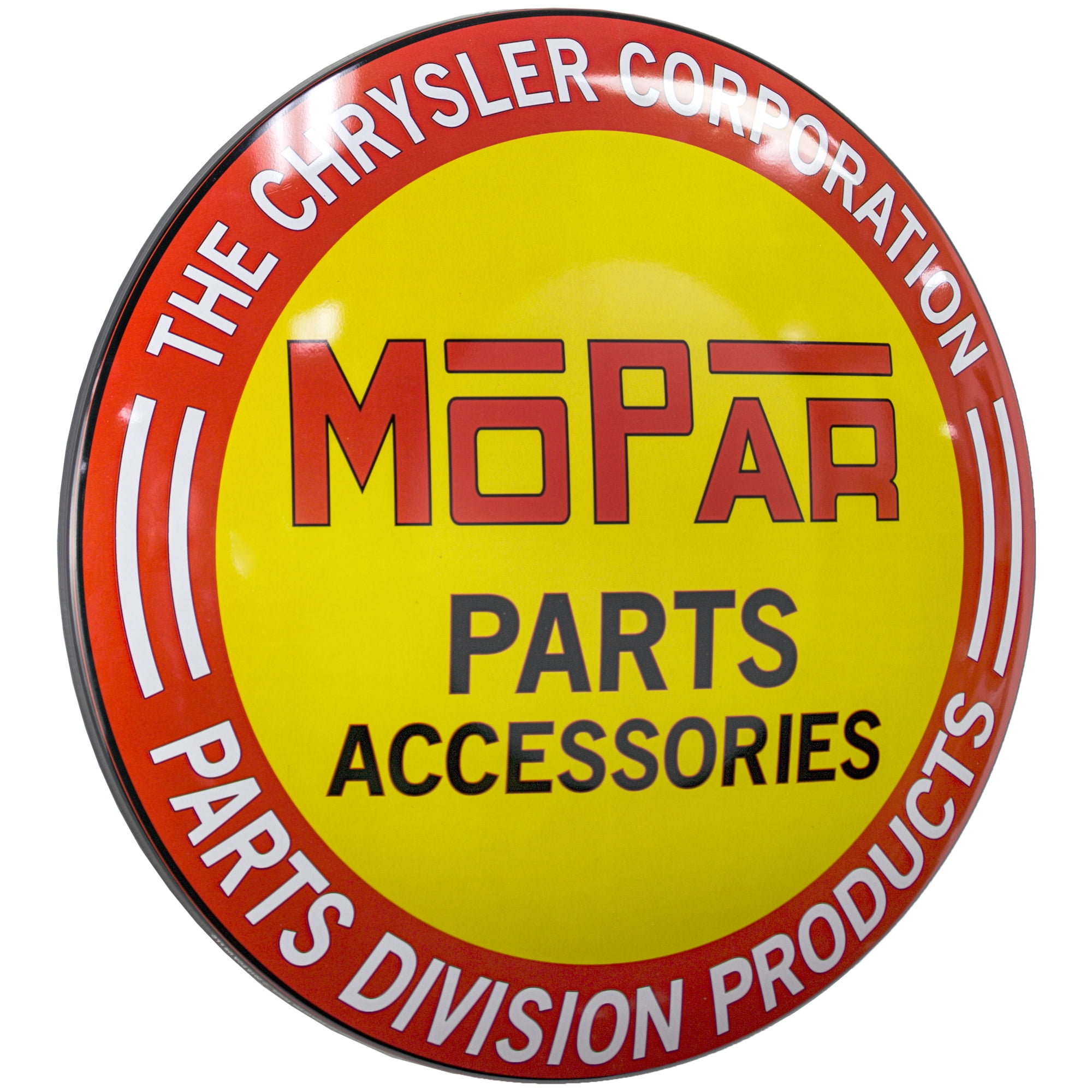 Mopar Dome Red and Yellow Metal Garage Sign