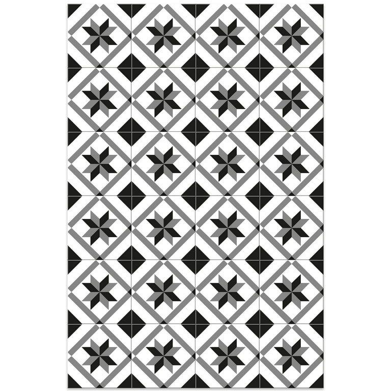Black and white vinyl tiles mat, Tiles Pattern Decorative PVC ,Kitchen Mat  design 180 –