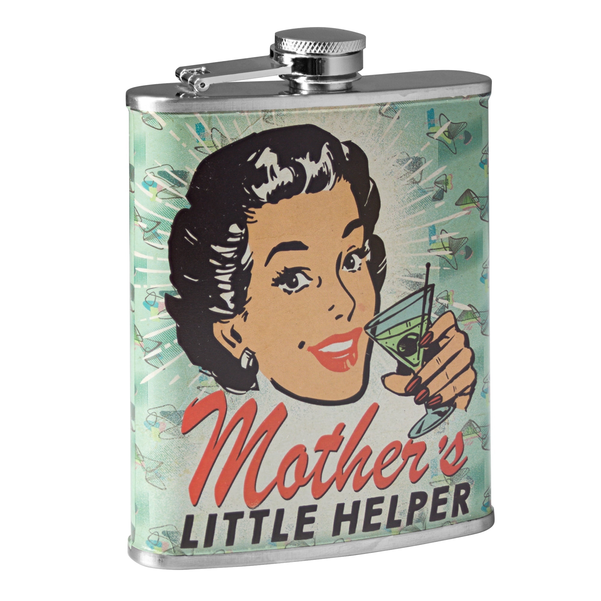 American Art Decor Mother’s Little Helper Stainless Steel 8 oz Liquor Flask - 5.5" x 4" x 1.25"