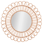 American Art Decor Natural Rattan Sunburst Decorative Accent Wall Mirror - 25.5" H x 25.5" L x 1" D