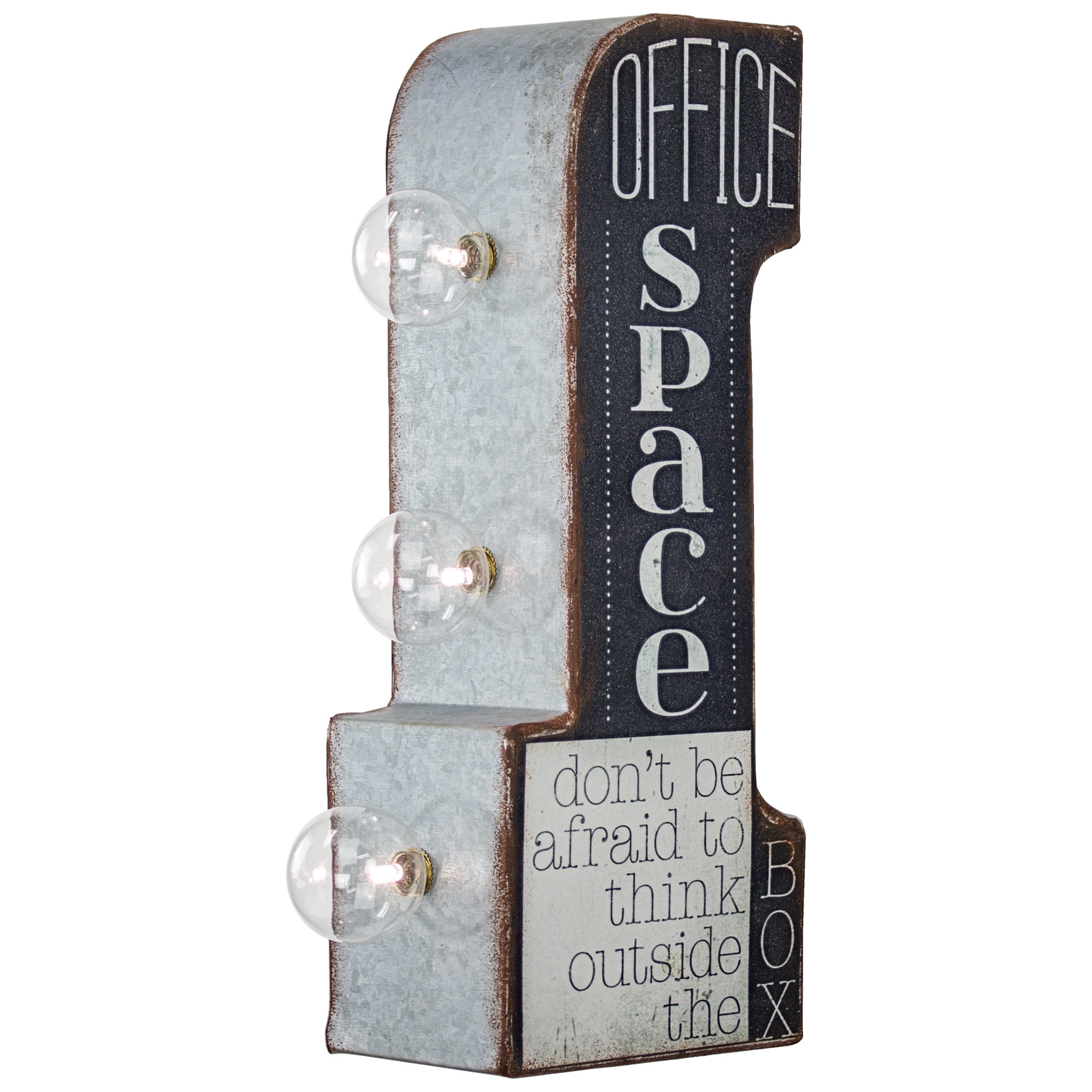 Vintage Galvanized Metal Office Space LED Sign, 12"