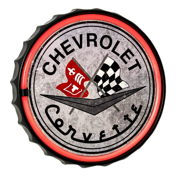 American Art Decor Officially Licensed Chevrolet Bottle Cap Shaped Neon LED Rope Wall Decorative Sign (12.5")