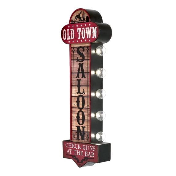 American Art Decor Old Town Metal LED Marquee Sign - 3" x 24.8"
