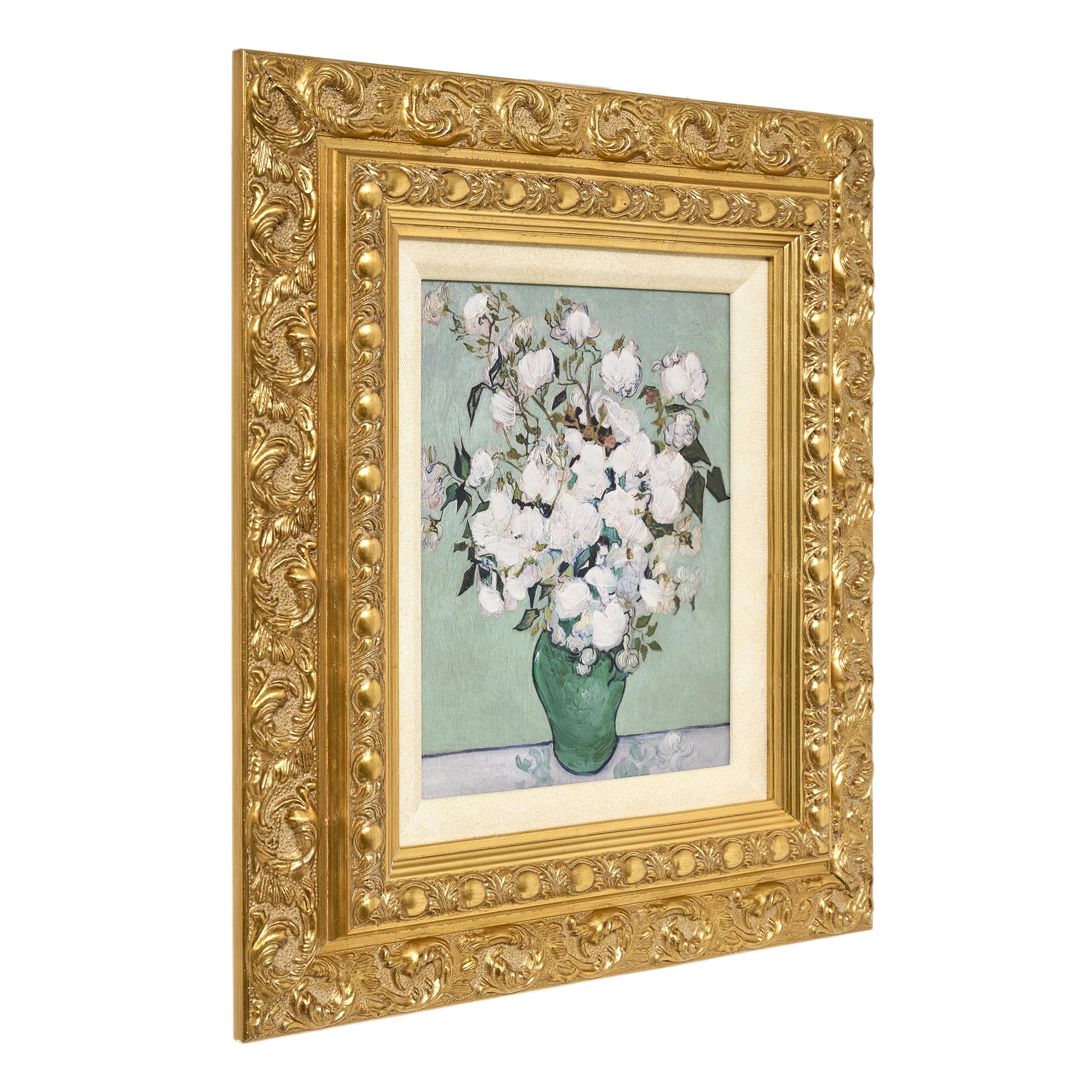 Vincent Van Gogh Ornate Gold Framed Roses Canvas Print