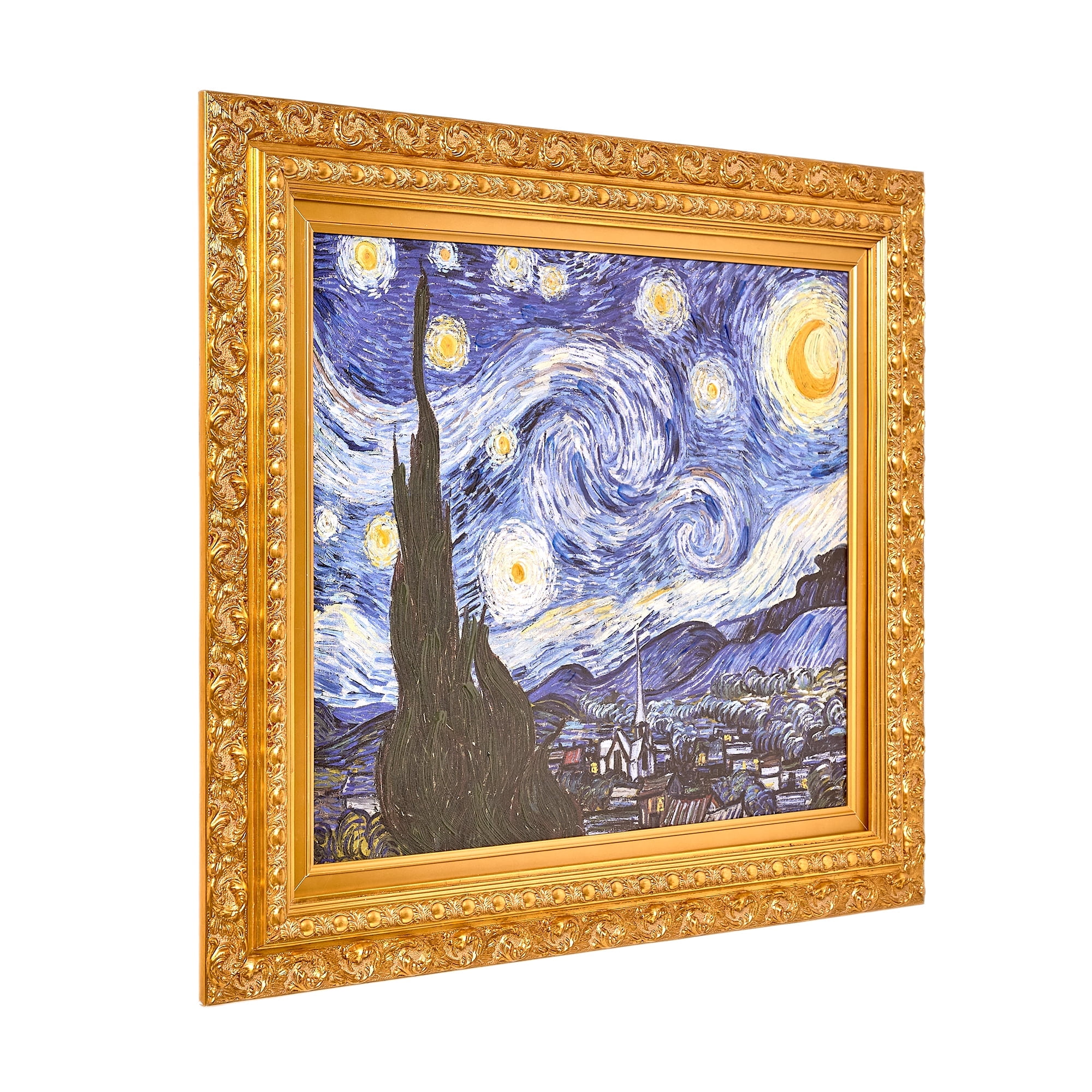 Vincent Van Gogh Starry Night Gold Framed Canvas Print 27.75" x 31.5"