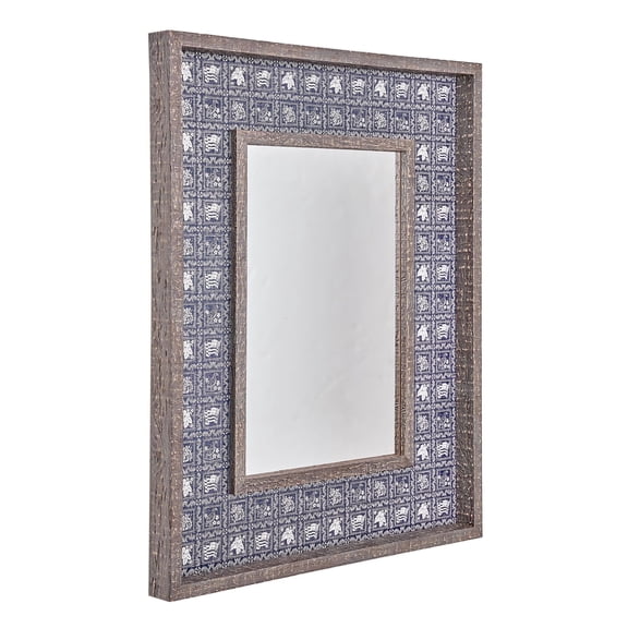 American Art Decor Kona Coast by Reyn Spooner Navy Lahaina Sailor Double Frame Mirror w/Lacquer - 22" x 28"