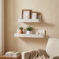 thumbnail image 1 of American Art Decor Ribbed 2-Piece Floating Wall Shelf Set, White Shabby Chic Carved Picture Ledge Shelves with Lip, Decorative Wall Ledge for Nursery, Gallery, or Living Room Display, 1 of 7