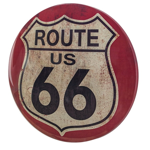 American Art Decor Route 66 Dome Metal Sign (15") - Room Decor for Bar, Man Cave, Garage, Game Room & More