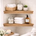 thumbnail image 1 of American Art Decor Rustic Wood Floating Corner Shelves - Walnut Brown - Set of 2, 1 of 5