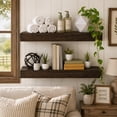 thumbnail image 1 of American Art Decor Rustic Wood Floating Wall Shelf – Grey (Large), 1 of 5