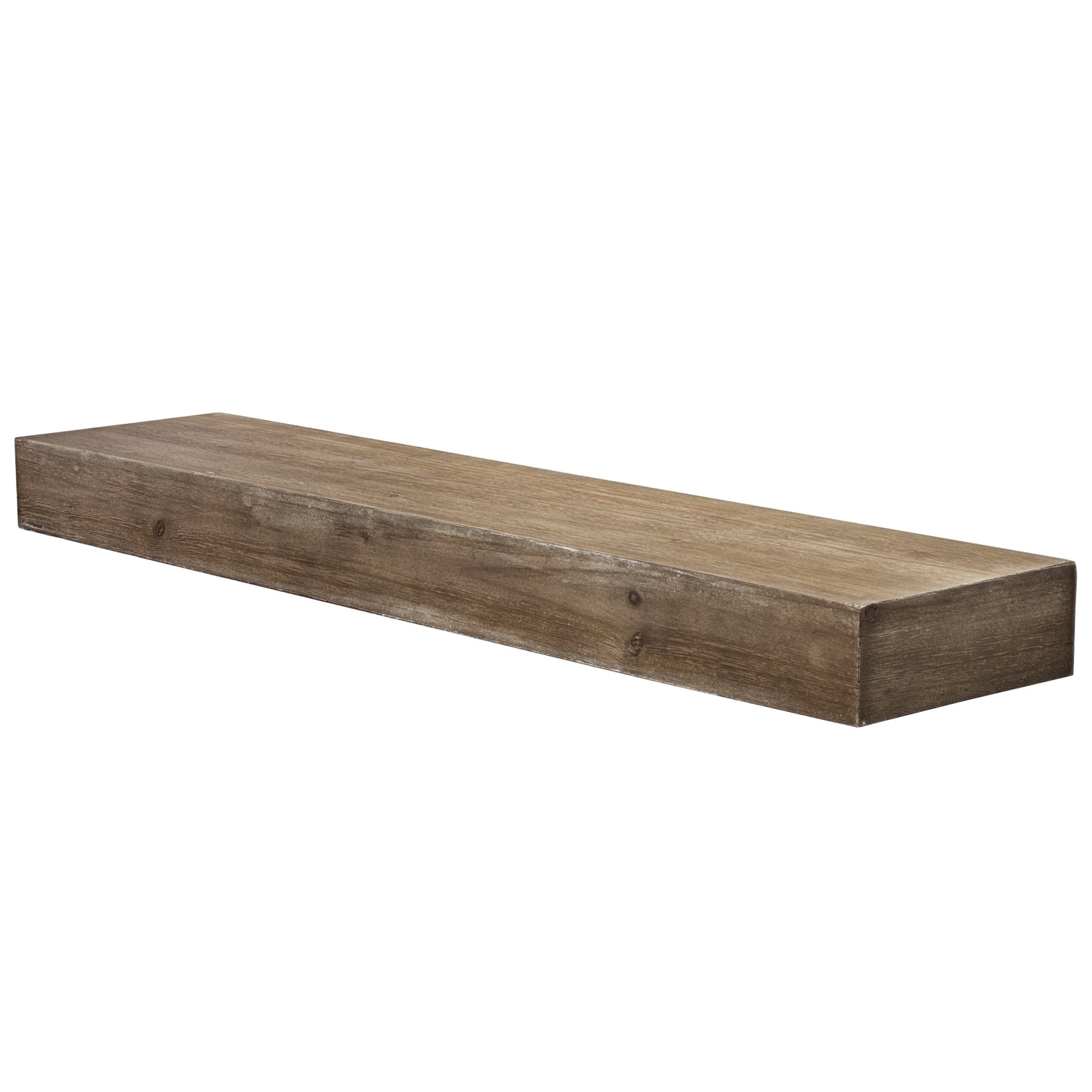 Large Walnut Brown Rustic Wood Floating Wall Shelf