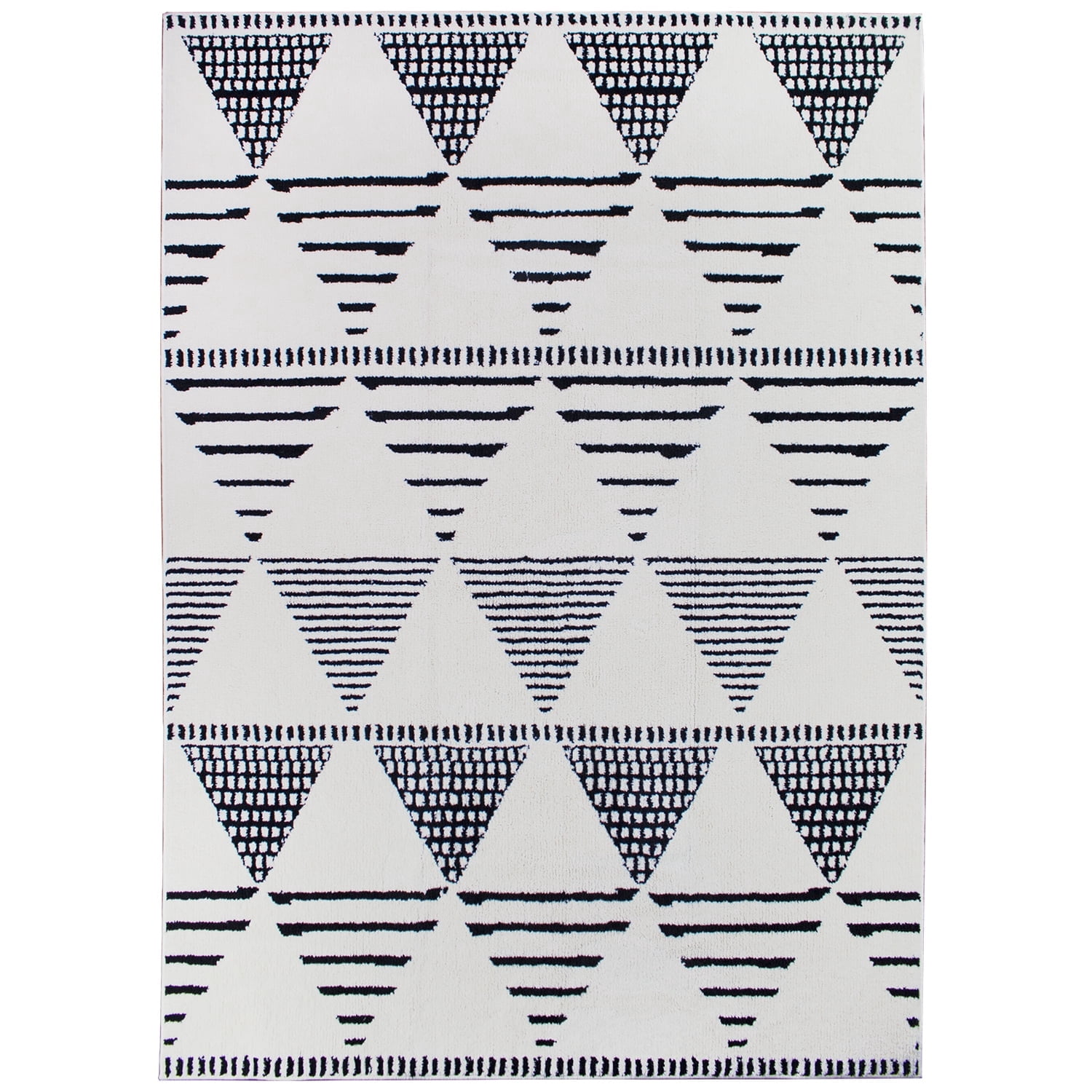 American Art Decor Soft Plush Geometric Moroccan Pile Shag Accent Rug 5x7 - Gray & White