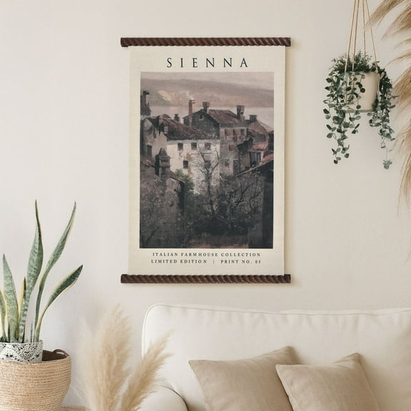 American Art Decor Spindle Tapestry Sienna Wall Hanging - Boho Landscape Art by Heather Myers - Vintage Italian Home Decor for Living Room, Bedroom, or Office - Soft Cotton Textile Wall Art