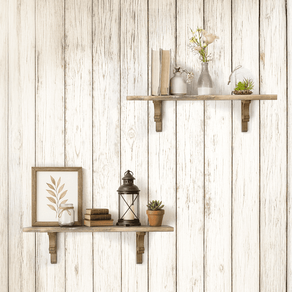 American Art Decor Stylish Wood Corbels Shelf Brackets, Set of 2 - 7.25" H x 1.25" L x 6.25"