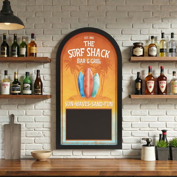 American Art Decor Surf Shack Chalkboard Wall Decor MDF Blackboard Bar Sign Vintage Wall Art for Man Cave, Home Bar, Kitchen, Garage, Game Room, Office, Car Garage Decor