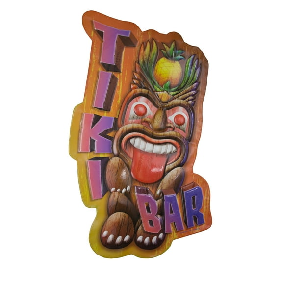 American Art Decor Tiki Bar Embossed Metal Sign - Room Decor for Bar, Man Cave, Garage, Game Room, Luau Party & More