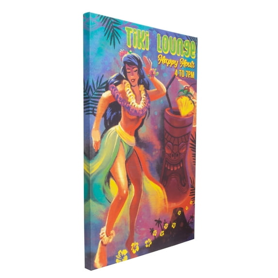 American Art Decor Tiki Lounge Sign Outdoor Canvas Art Print, 24 in x 36 in