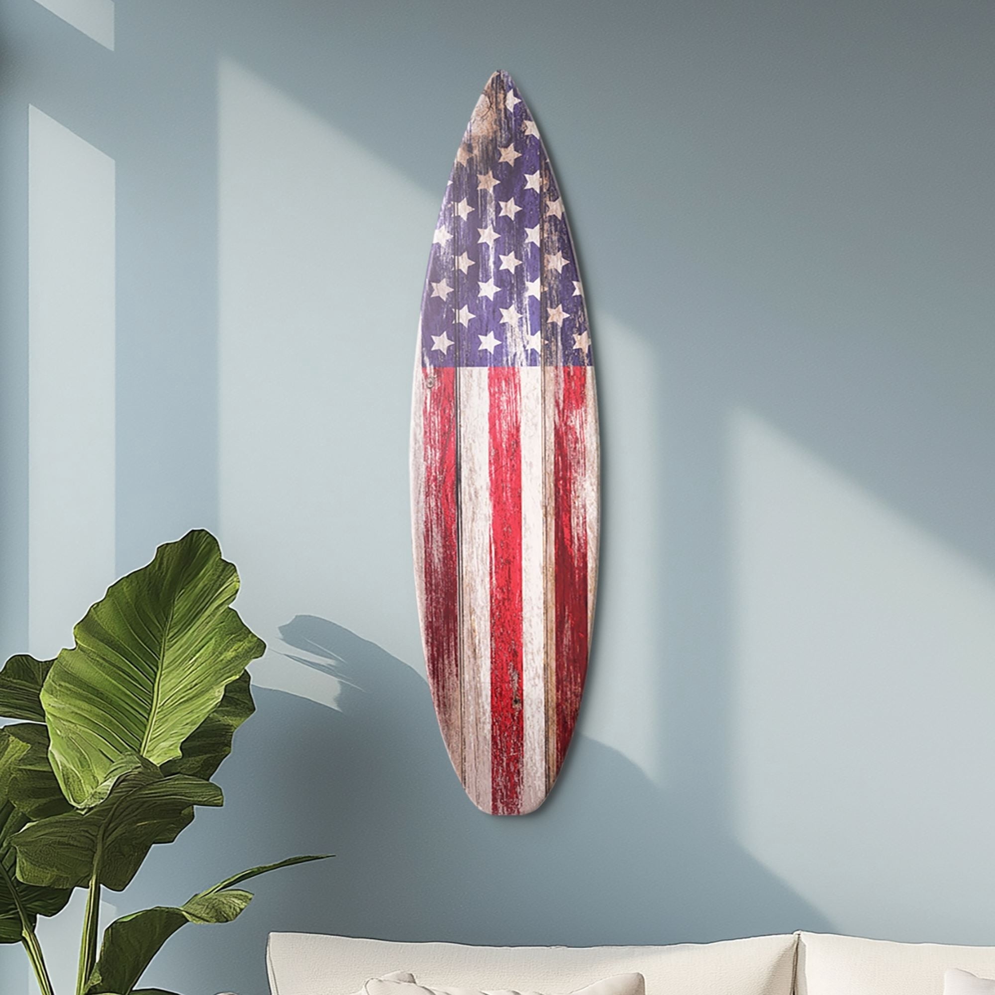 American Art Decor Vintage Americana Flag Surfboard Wall Art Plaque ...