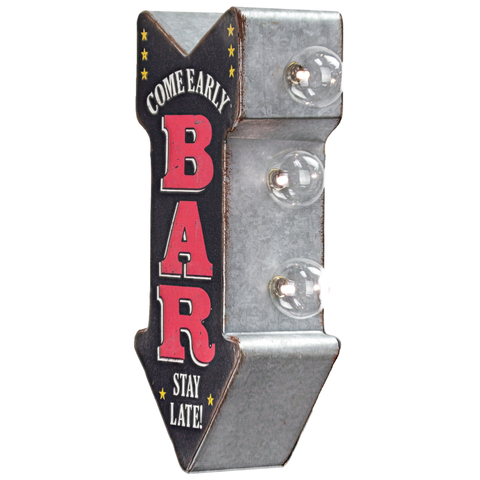 Vintage Red and Silver Metal LED Bar Marquee Sign