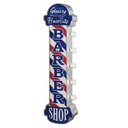 American Art Decor Vintage Barber Shop LED Marquee Wall Decor - Battery Operated Metal Wall Art With LED Light Bulbs - Retro Sign for Bar, Man Cave, Garage, Game Room & More (30" x 8" x 5")