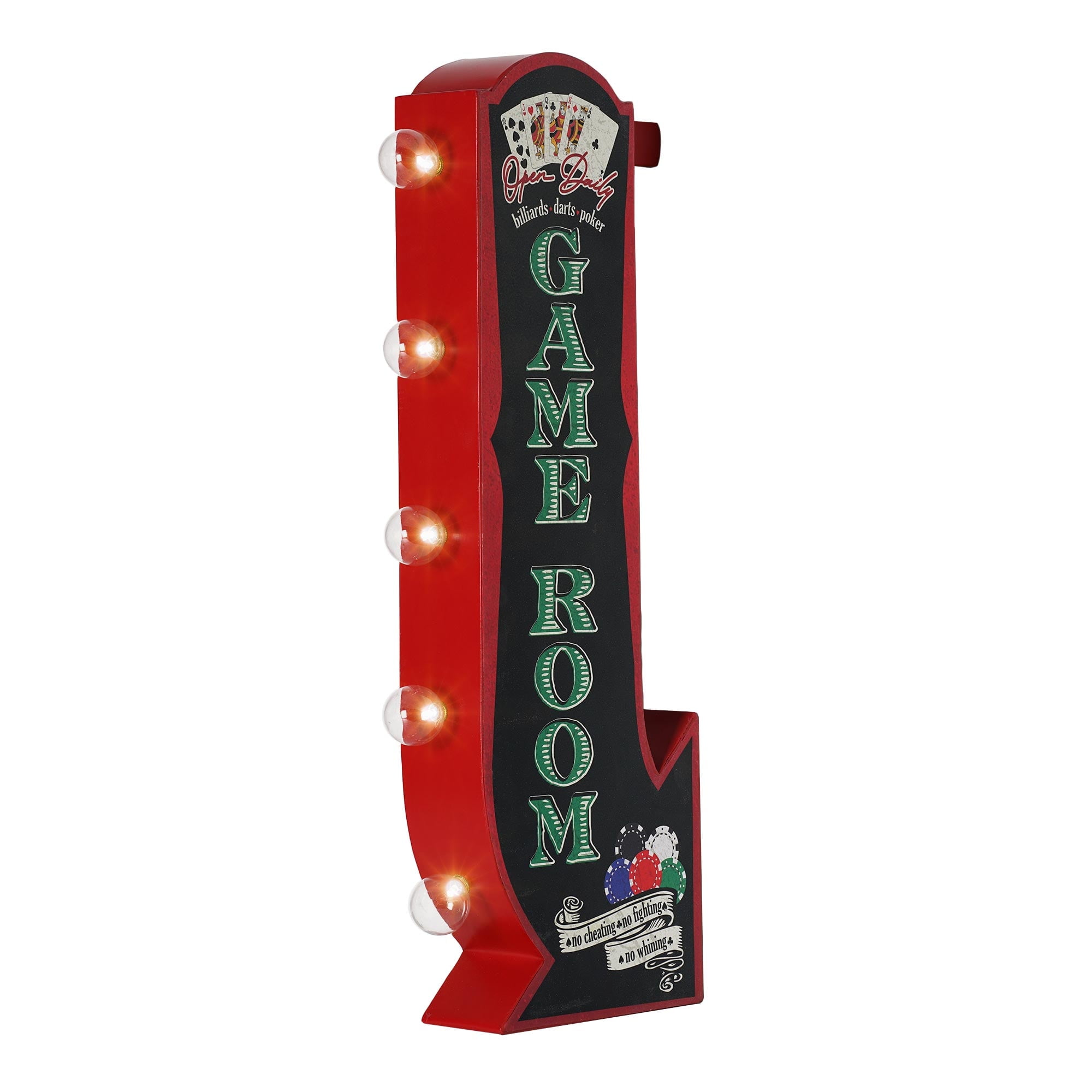 Vintage Red and Black Metal Game Room LED Marquee Sign