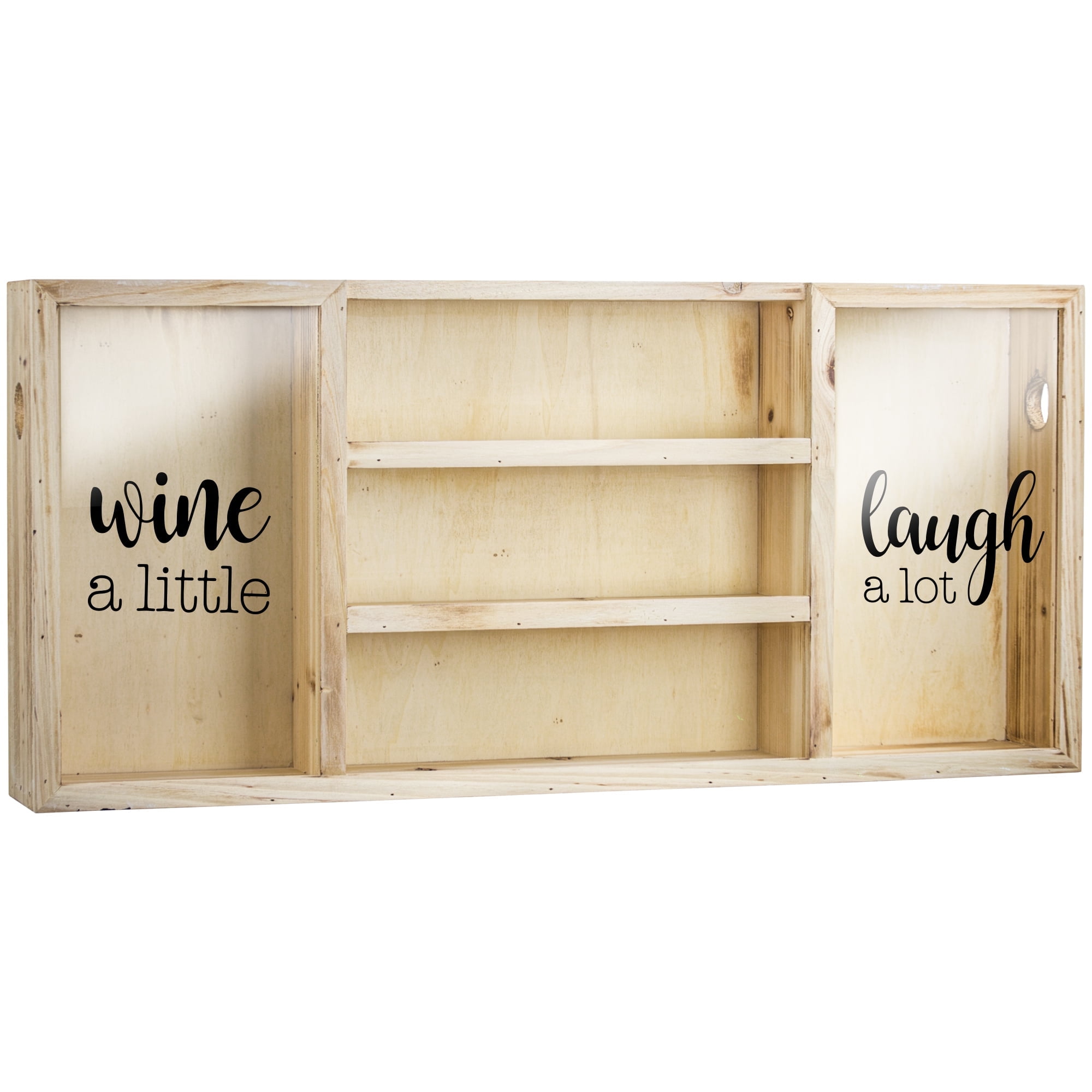 Natural Wood Wall Mounted Wine Rack with Cork Holder