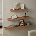 thumbnail image 1 of American Art Decor Walnut Scallop Floating Wall Shelf Set of 3, Wood Picture Ledge Shelves with Lip, Shabby Chic Decorative Wall Shelves for Nursery, Gallery, Bathroom & Living Room Decor, 1 of 7