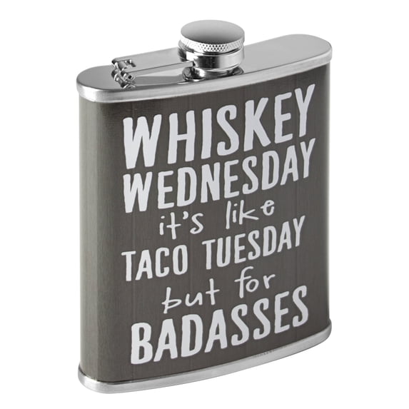 American Art Decor Whiskey Wednesday Stainless Steel 8 oz Liquor Flask - 5.5" x 4" x 1.25"