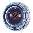 thumbnail image 1 of American Art Decor Wood Modelo Retro Round Neon Wall Analog Clock with Pull Chain - 14.5", 1 of 8