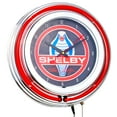 thumbnail image 1 of American Art Decor Wood Shelby Retro Round Neon Wall Analog Clock with Pull Chain - 14.5", 1 of 7