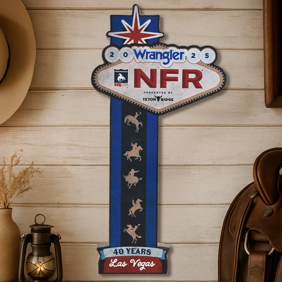 American Art Decor Wrangler NFR 2025 Western Metal Wall Art Sign-40 Years Commemorative Cowboy Chic Heritage Decor, Metal Wall Art for Living Room & Office