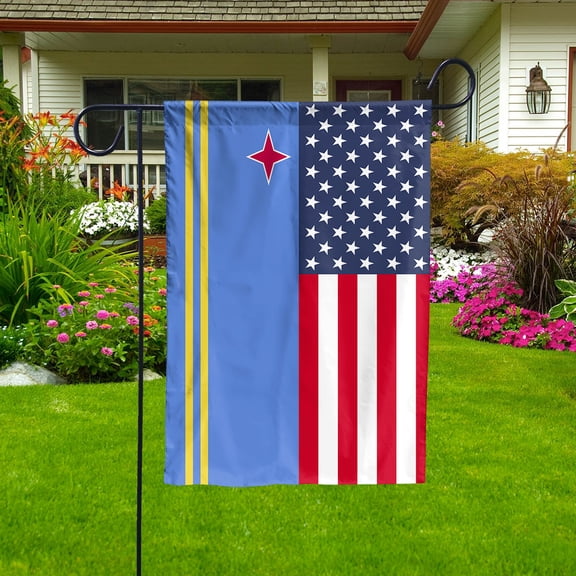 American Aruba Flag Aruban Friendship U.S.A Memorial Day Patriotic For Garden Flag (11.5x17.5) Double Sided-USA Flags Premium Polyester-Decorative Indoor Outdoor Flag