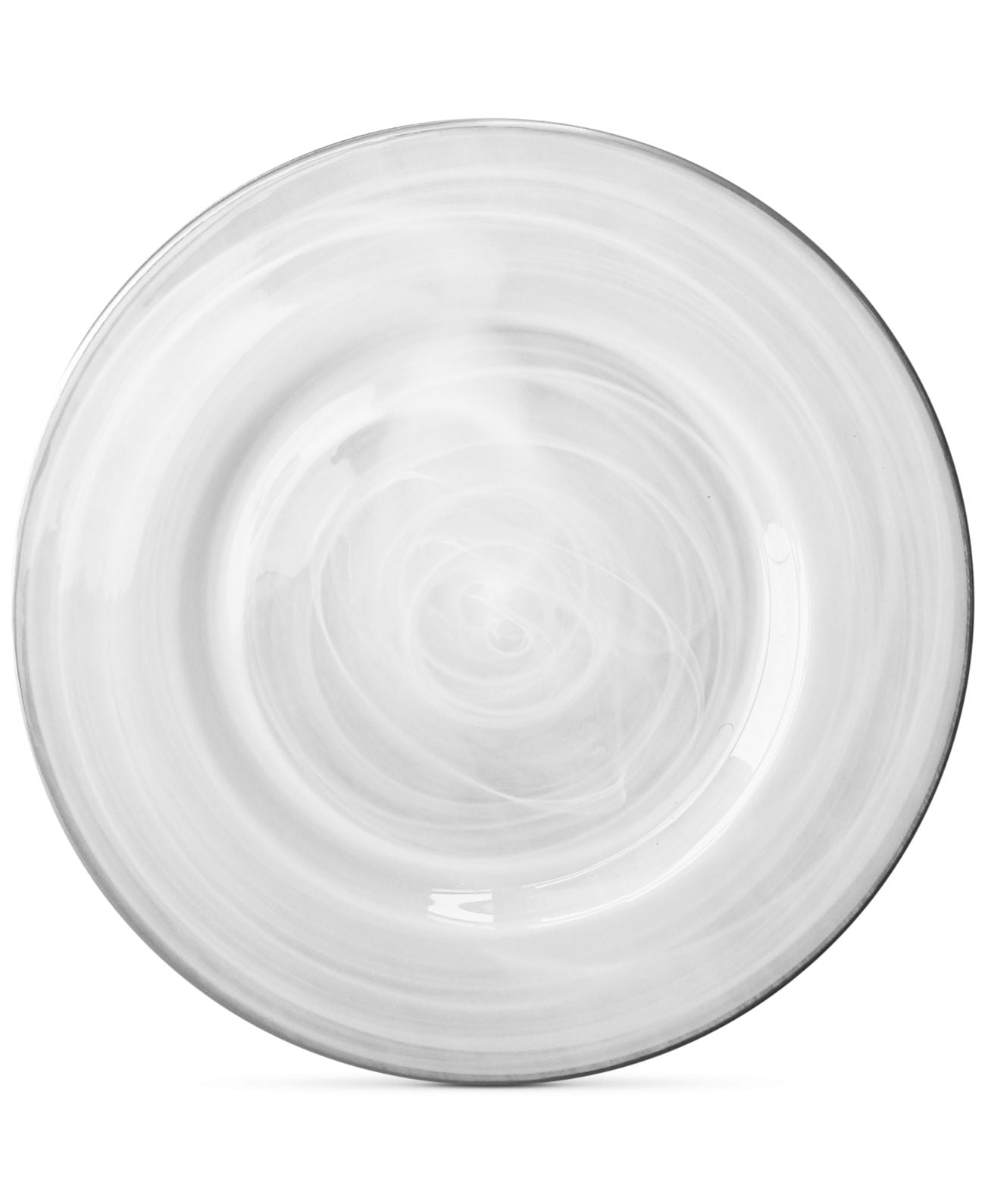 American Atelier Alabaster 13” Under Plate with Silver Rim