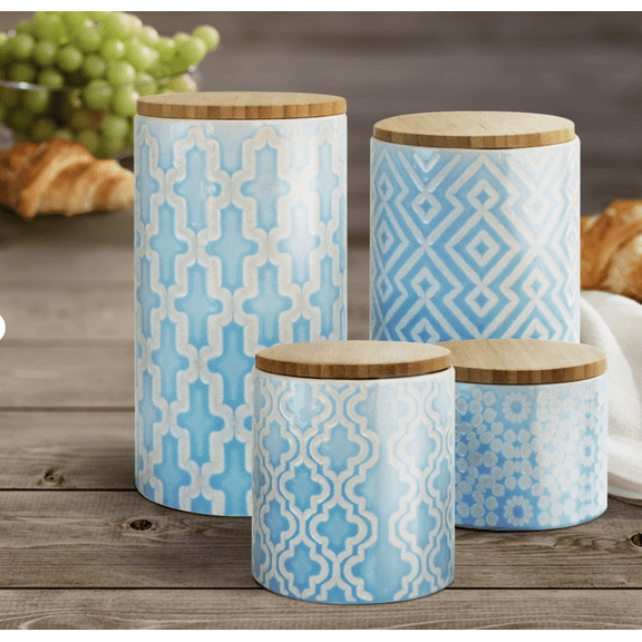 American Atelier Arabesque Ceramic Food Storage Canisters with 4 Pieces, Set of 4