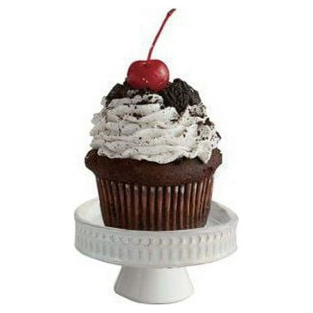 American Atelier Bianca Ridge White Ceramic Cupcake Pedestal Plate Set of 4