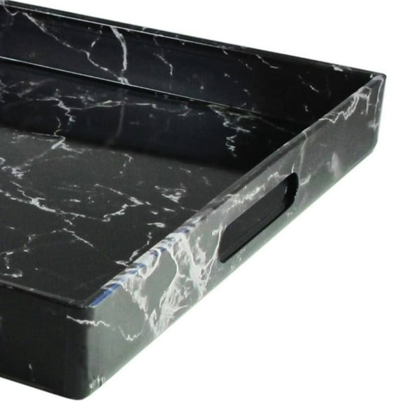 MARBLE SWIRL BLACK/WHITE RECT TRAY