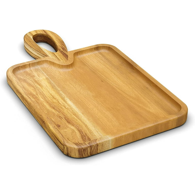 American Atelier Acacia Wood Cutting Board with Metal Accent Edge, Large  Chopping Board, Serving Tray for Cheese, Meats, Charcuterie, 15.8” x 11.88”