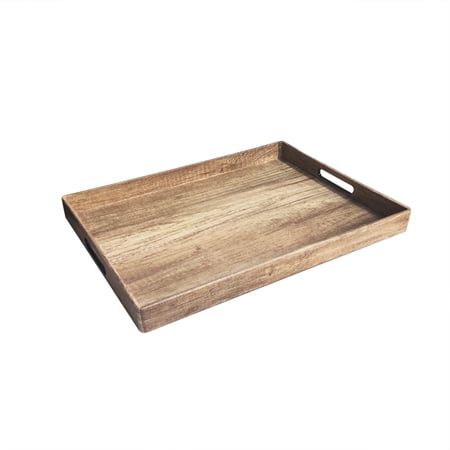 American Atelier, Brown Poplar Finished Polypropylene Rectangular Serving Tray with Handles, 14x19"