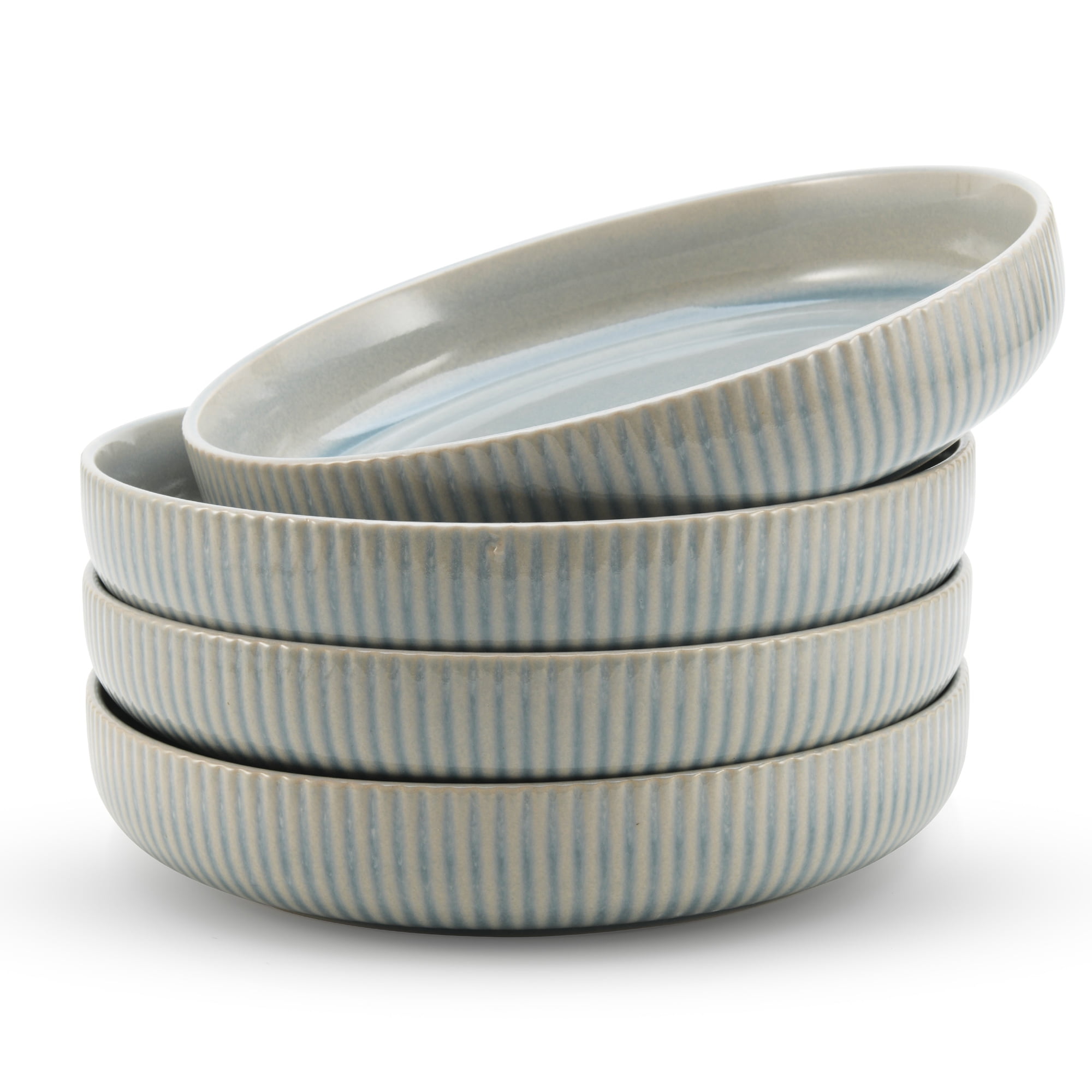 American Atelier Large Pasta Bowls Set of 4-40 oz, Microwave and Dishwasher Safe, Wide Shallow Stoneware Salad Bowl Set, Plates for Serving Dinner, Kitchen, and Eating, Light Blue - Walmart.com