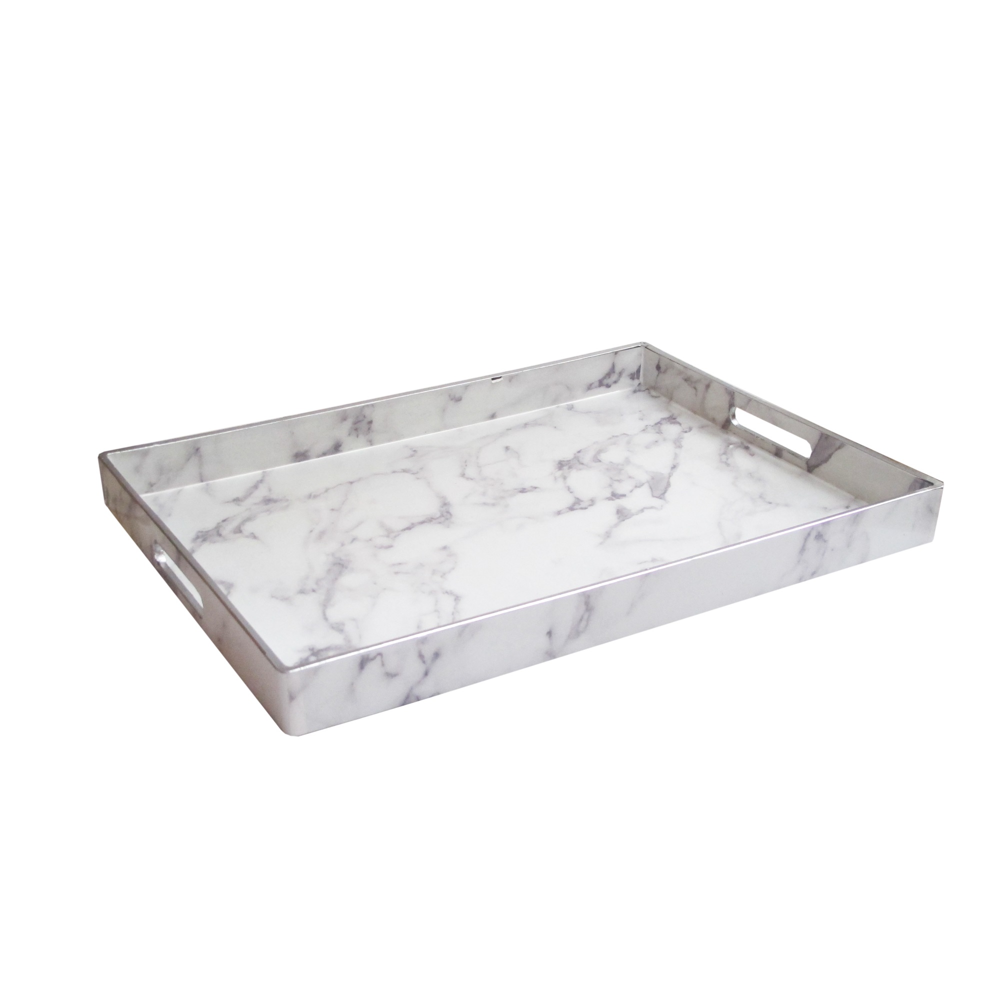 American Atelier, Marble White Gray, Rectangular, Polypropylene Serving Tray with Handles, 14X19" - image 1 of 6