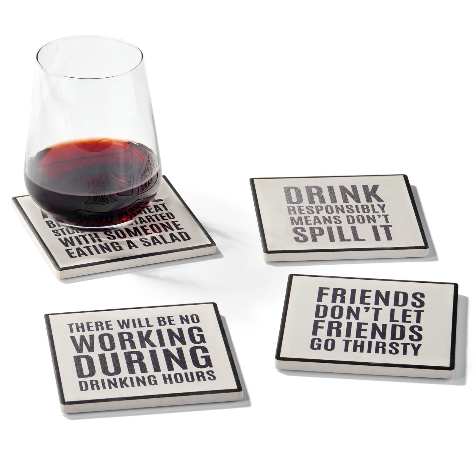 Work Coasters American Atelier, Off-White Square Ceramic Drink Coasters (Work Hour ...