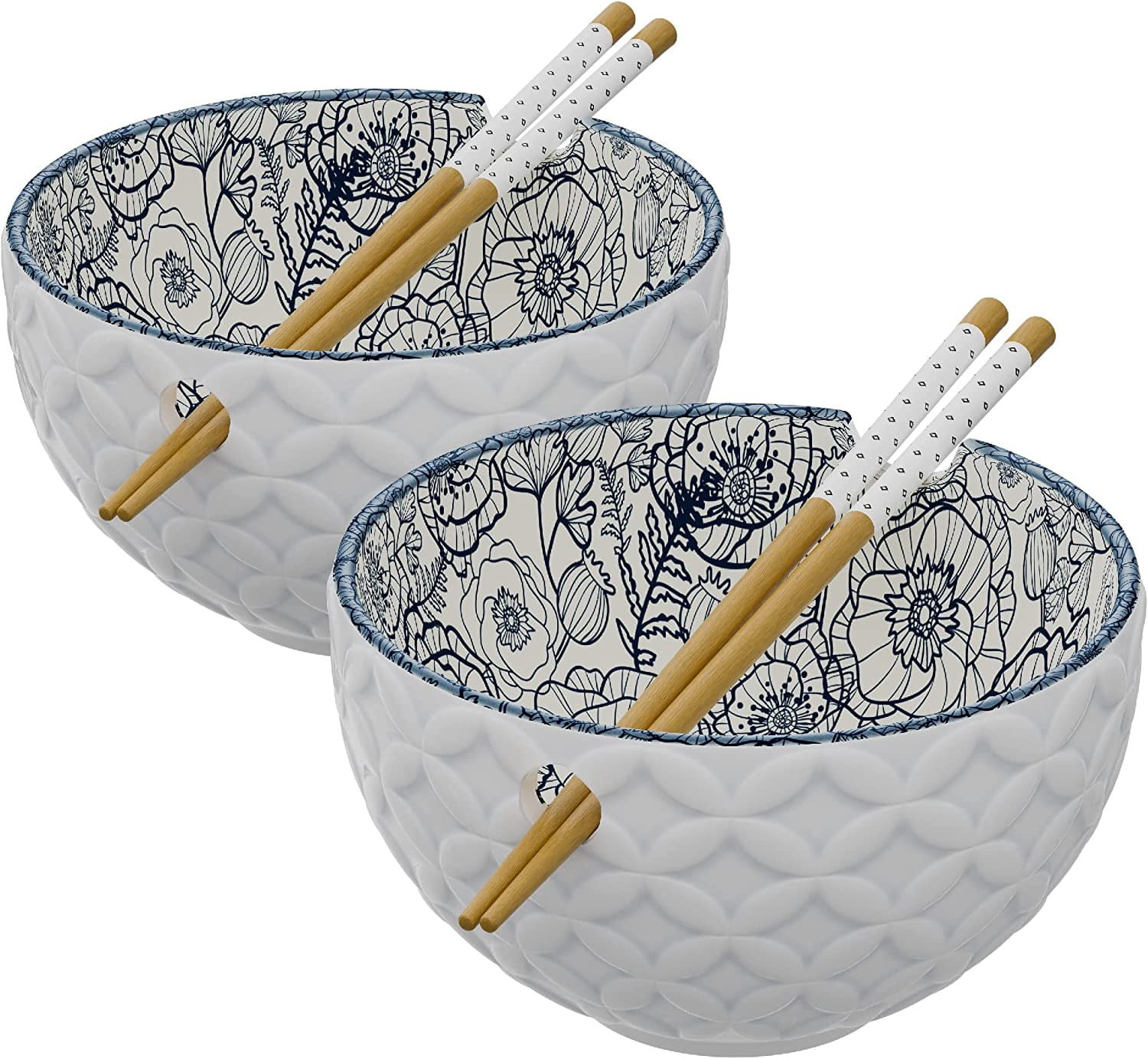 American Atelier Ramen Bowl with Chopsticks Set of 2 Soup Bowls, for