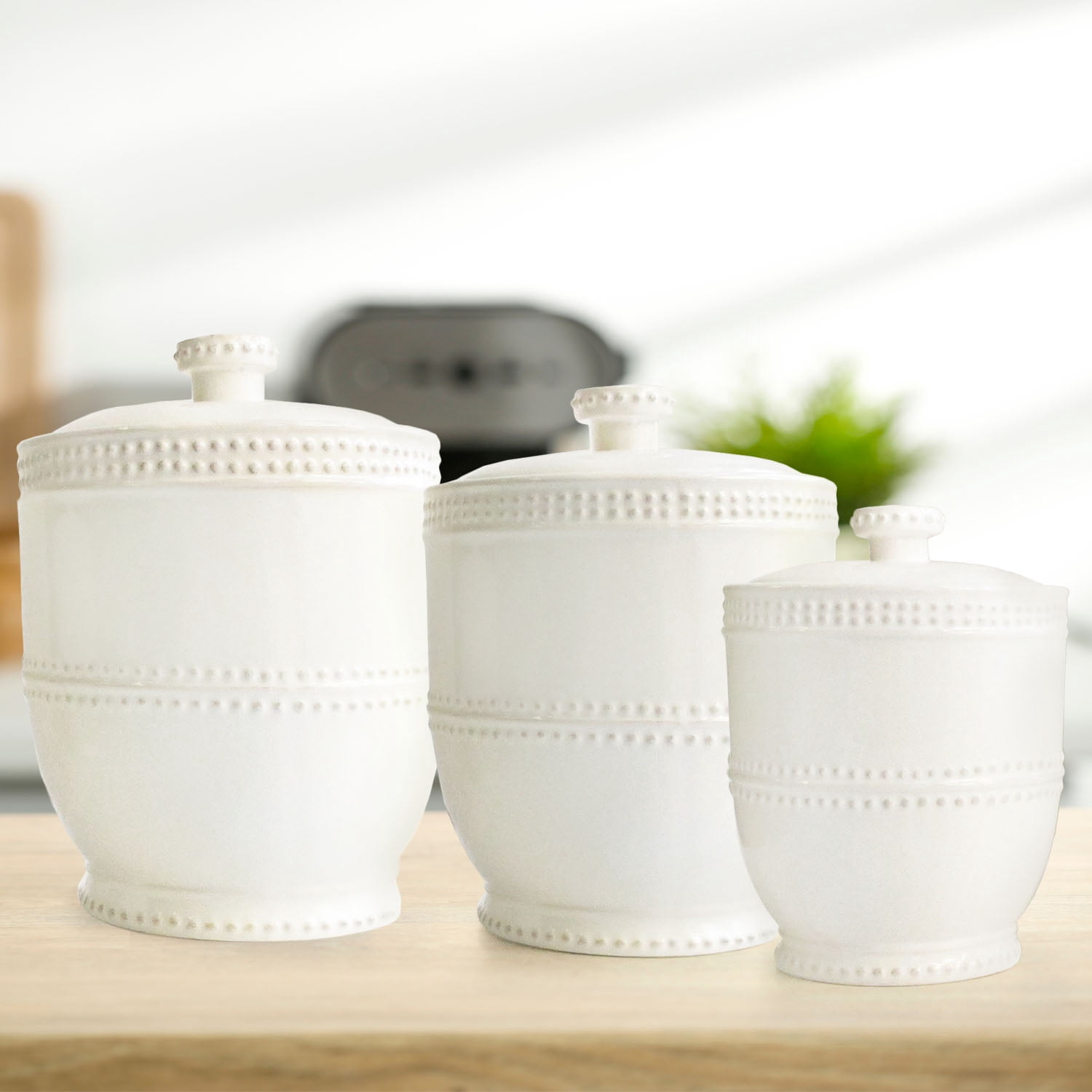 American Atelier Large Household Coffee, Round Bianca Bead White