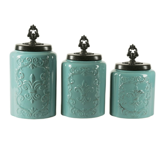 BLUE ANTIQUE SET/3 CANISTER:11.875"