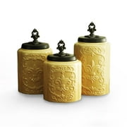 American Atelier, Round, Cream Antique Ceramic Kitchen Storage Container Set of 3, 60.5oz, 74.5oz, 84.5oz