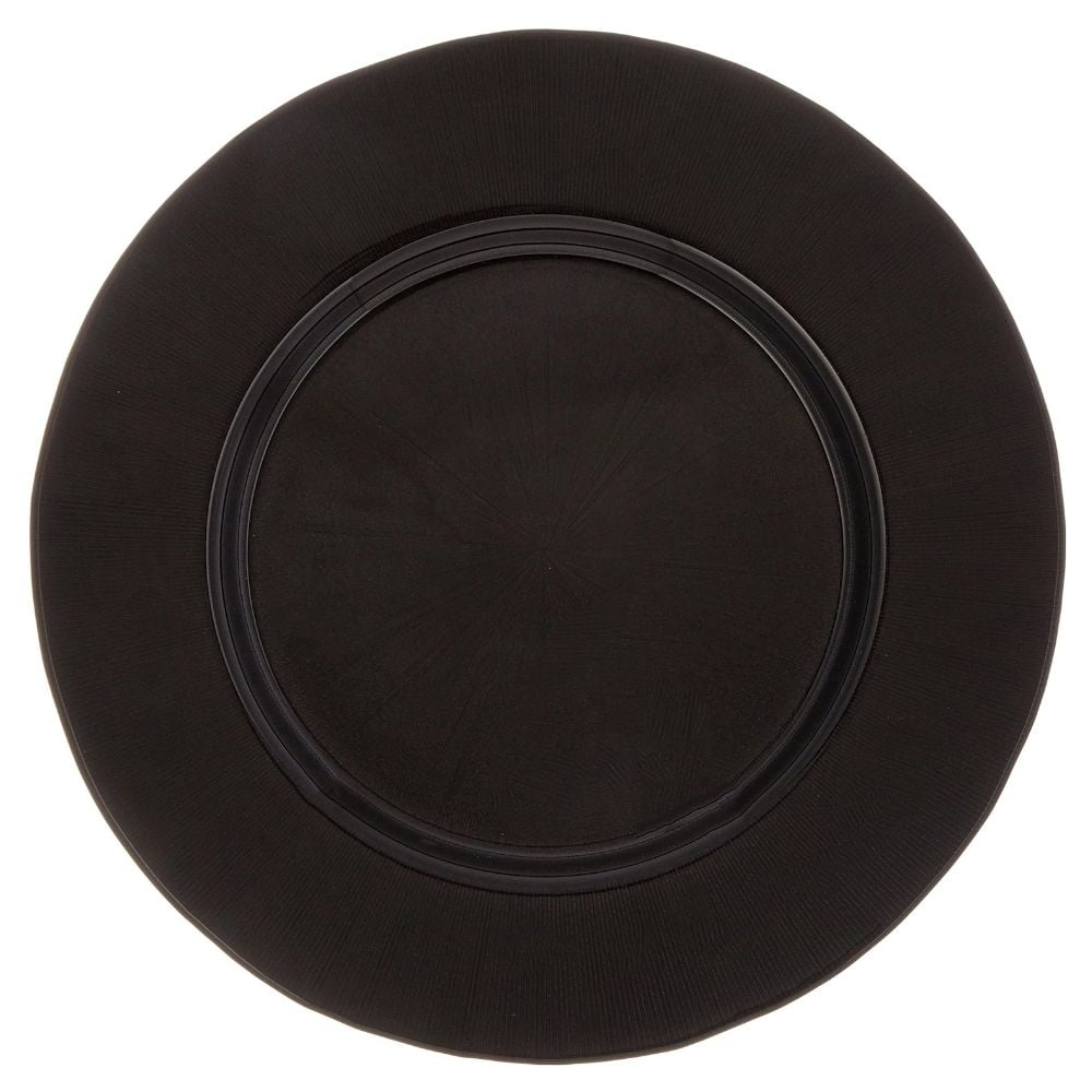 American Atelier, Round, Glass Starburst Black Decorative Charger Plate ...