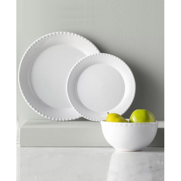 HAMILTON BEADED WHITE 12 PC DINNER SET DINNER PLATE,SALAD PLATE,BOWL