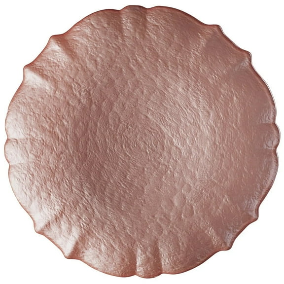 American Atelier, Round, Ice Queen Blush Pink Glass Decorative Charger Plate, 13 inches