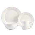 thumbnail image 1 of American Atelier, Round, White Bianca Bead Earthenware Dinnerware Set, 16-Piece, 1 of 7